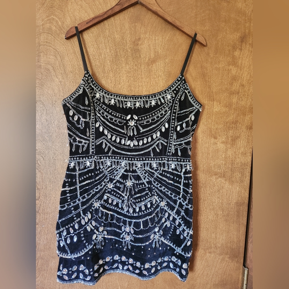 BLACK CRYSTAL CORSET DRESS SIZE 8